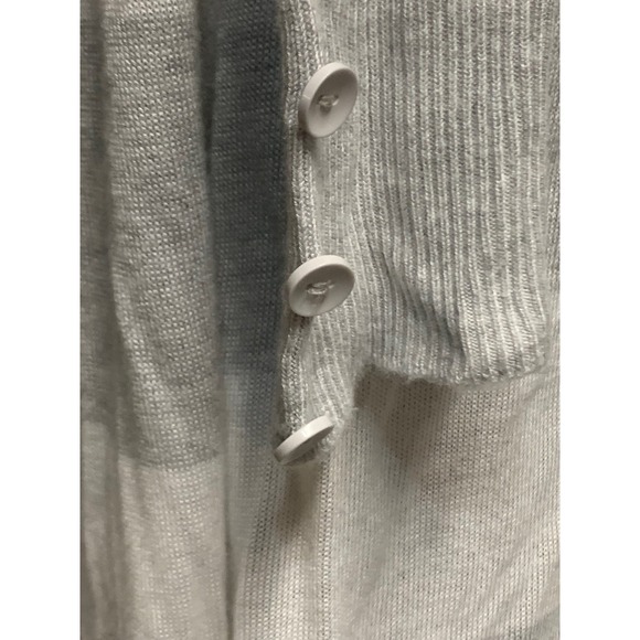 RED grey white striped long lightweight open large cardigan button sleeve detail - Picture 6 of 7